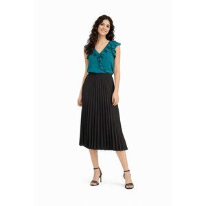 2/$30 ZARA Black Pleated Small Midi Skirt Polyester Elastic Waist